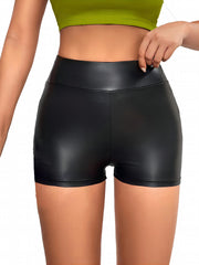 PU Leather Skinny Shorts for Women
