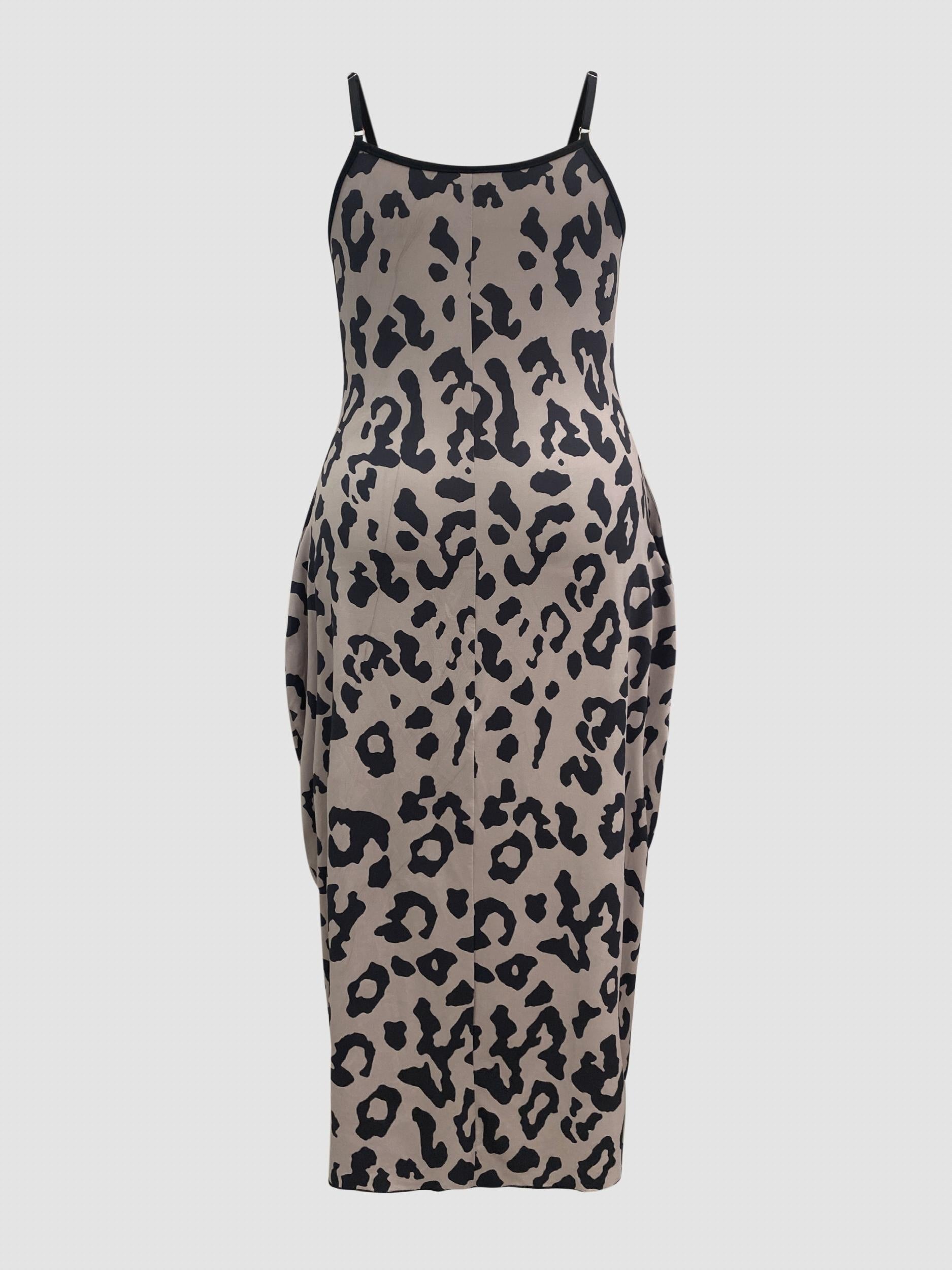 Leopard Print Maxi Cami Dress With Pockets