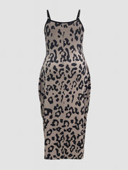 Leopard Print Maxi Cami Dress With Pockets