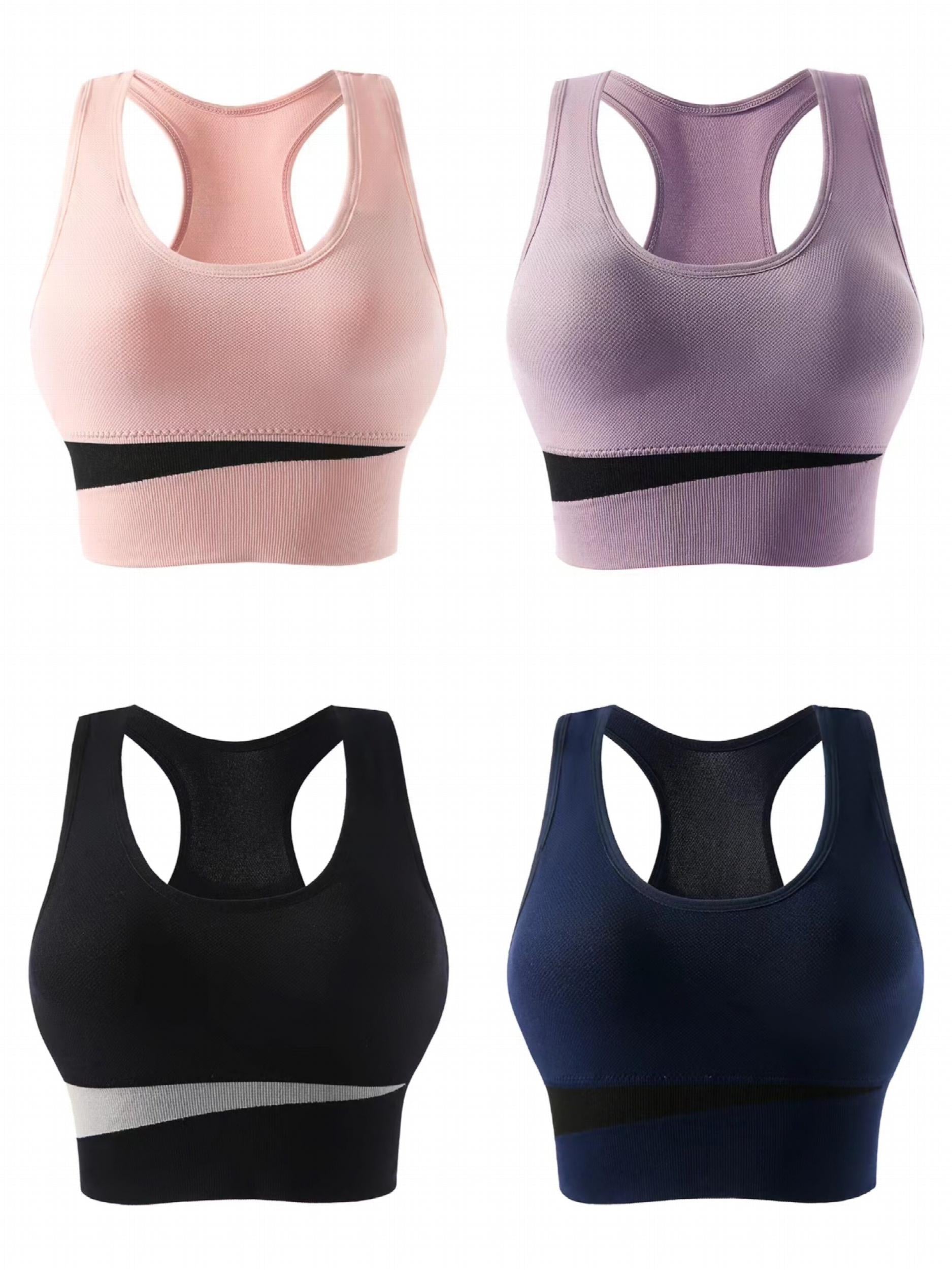 4pcs Block Racerback Sports Bra for Women