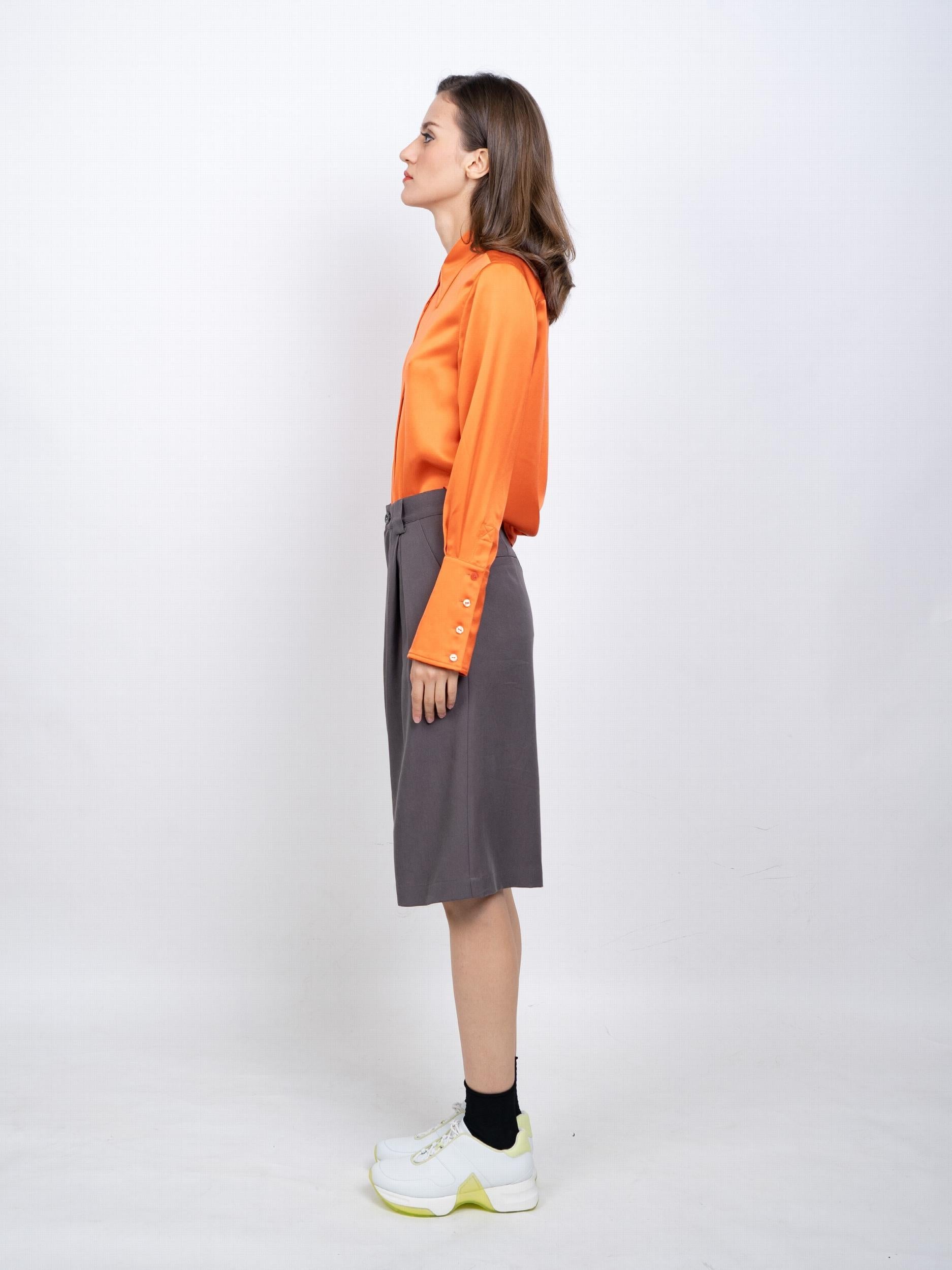 Ruched Knee Length Suit Shorts Wide Leg Pleat Front Tailored Shorts