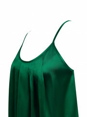 Solid Pleated Cami Top Sleeveless Crew Neck Summer Top Women's Clothing