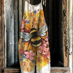Bee & Floral Print Cami Jumpsuit
