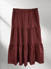Gingham Print Maxi A line Smock Skirt