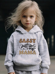 Mama Pattern Long Sleeve Hooded Sweatshirt & Sweatpants Set