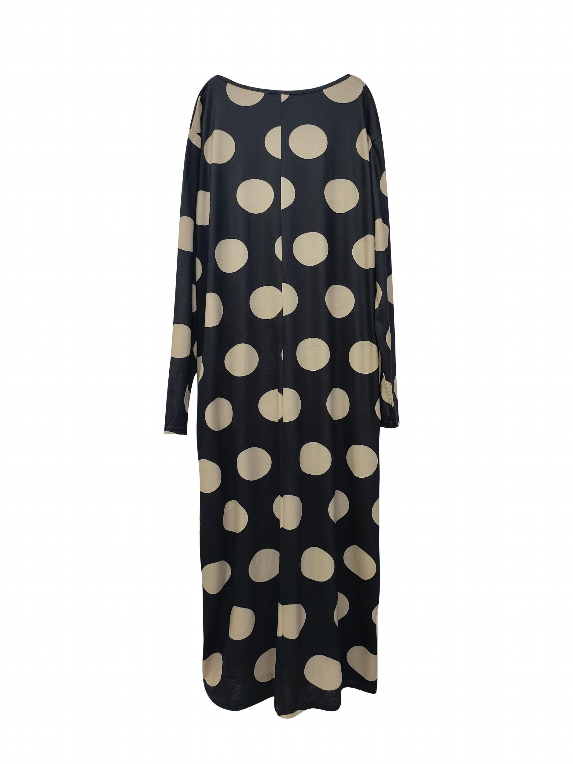 Dot Print Maxi Dress with Pockets