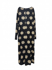 Dot Print Maxi Dress with Pockets