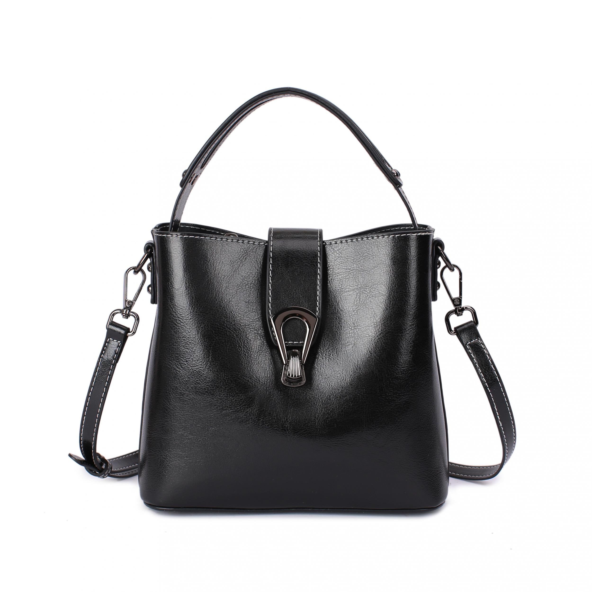 Leather Crossbody Bag Women's Street Handbag Vintage Bucket Purse
