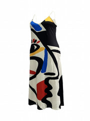 Women's Plus Abstract Figure Print V Neck Cami Maxi Dress