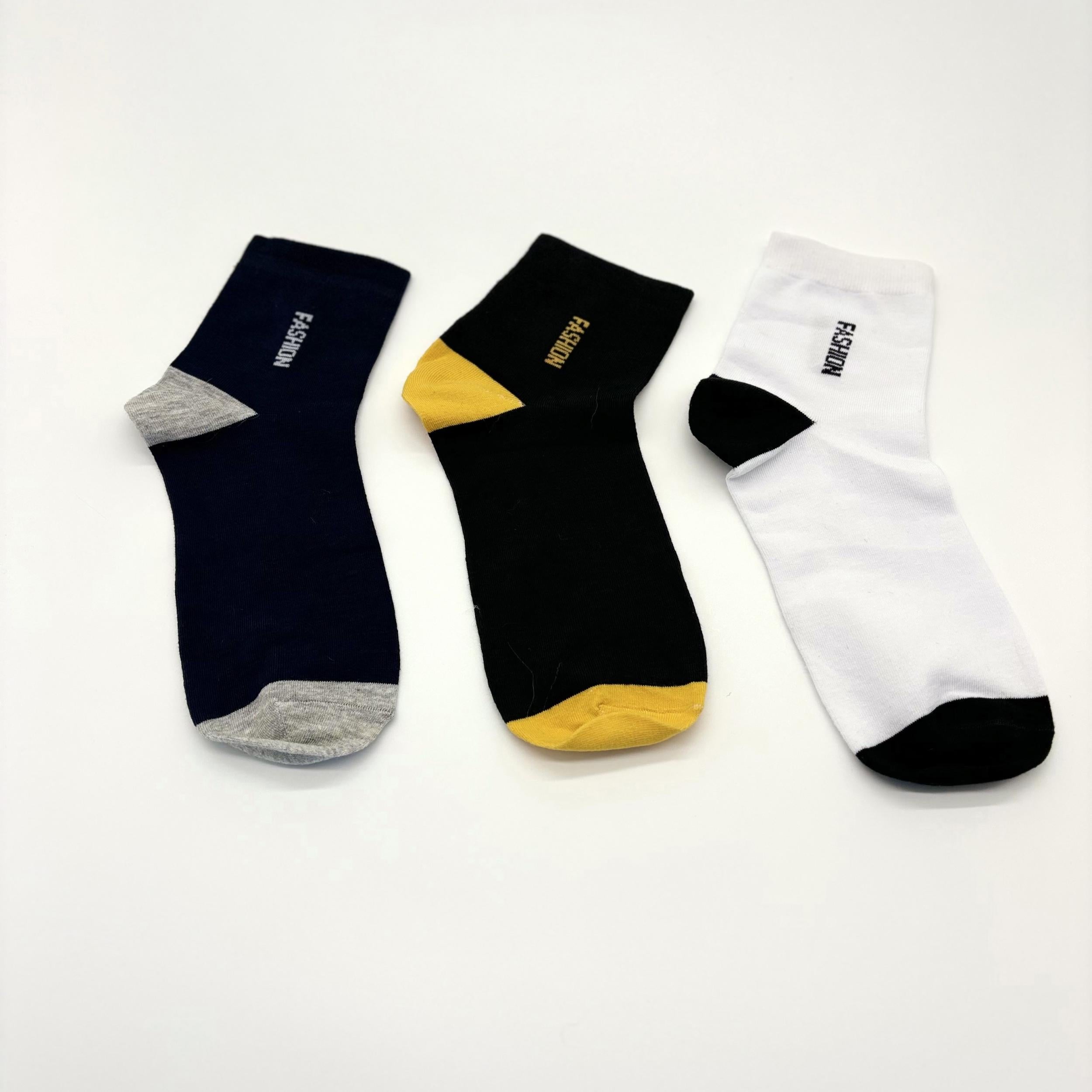 Men's Block Crew Socks Breathable Cotton Blend Comfy Casual Unisex Socks