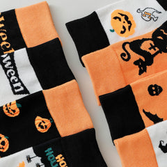 8 Pairs Pumpkin Skull Hat Mid Calf Halloween Crew Socks