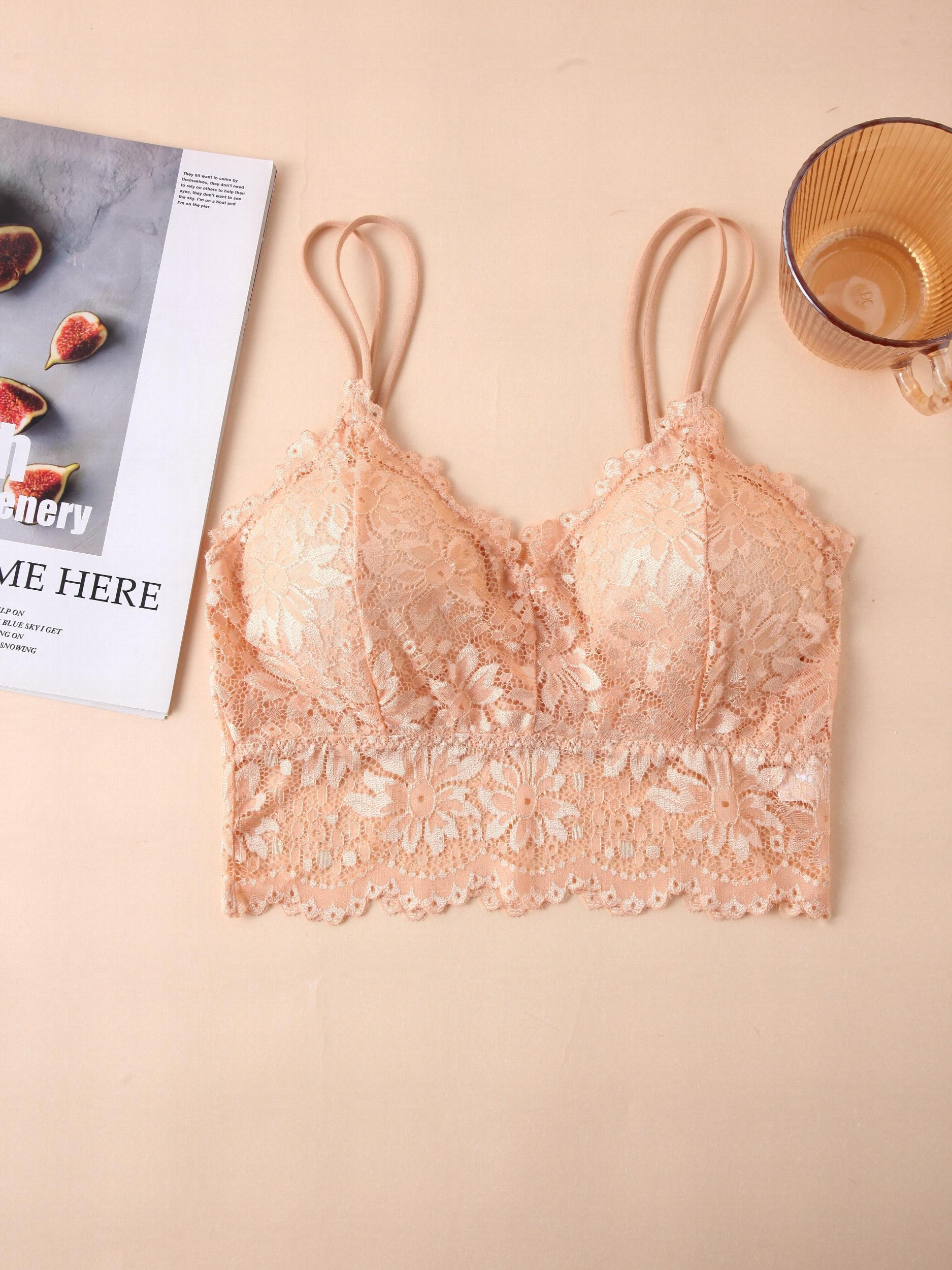 Lace Wireless Bra Double Straps Comfy & Breathable Women's Lingerie