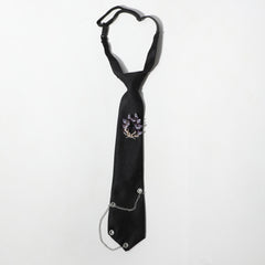 Crystal Flower Crown Tie Metal Tassel Necktie Prom Accessories