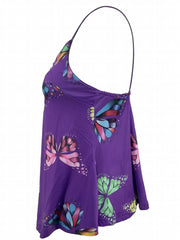 Women's Backless Butterfly Print Cami Top Sleeveless V Neck