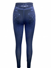 Denim Print High Waist Skinny Leggings For Women