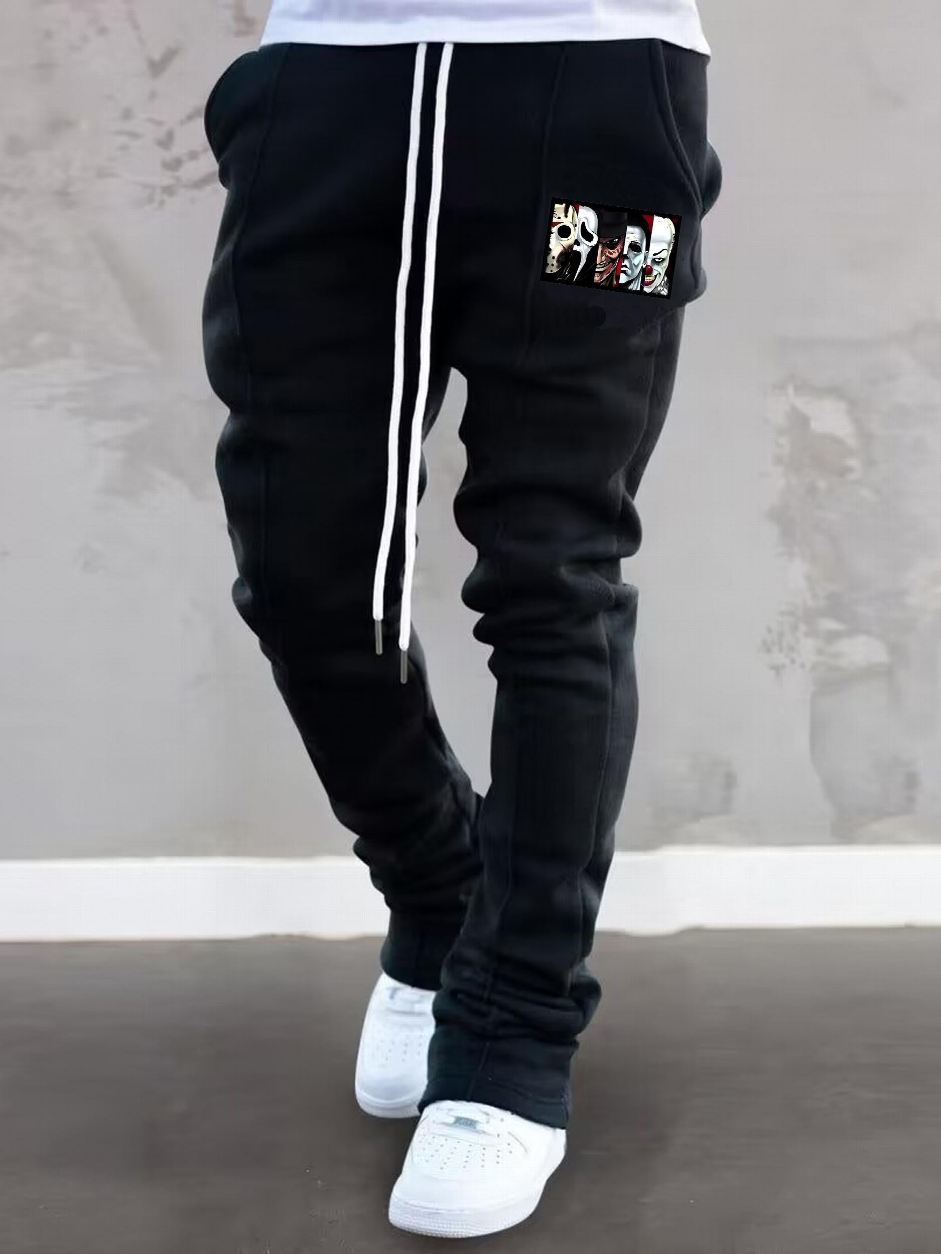 Men's Casual Sweatpants Graphic Pocket Flared Pants Hip-hop Trousers