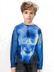 3D Skull Long Sleeve Outdoor T shirt Youth Halloween Tees