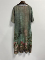 Floral Print Short Sleeve Casual Dress With Pockets