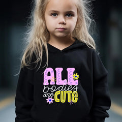 2pcs All Bodies Are Print Girls Hoodies Jogger Pants Set For Sports