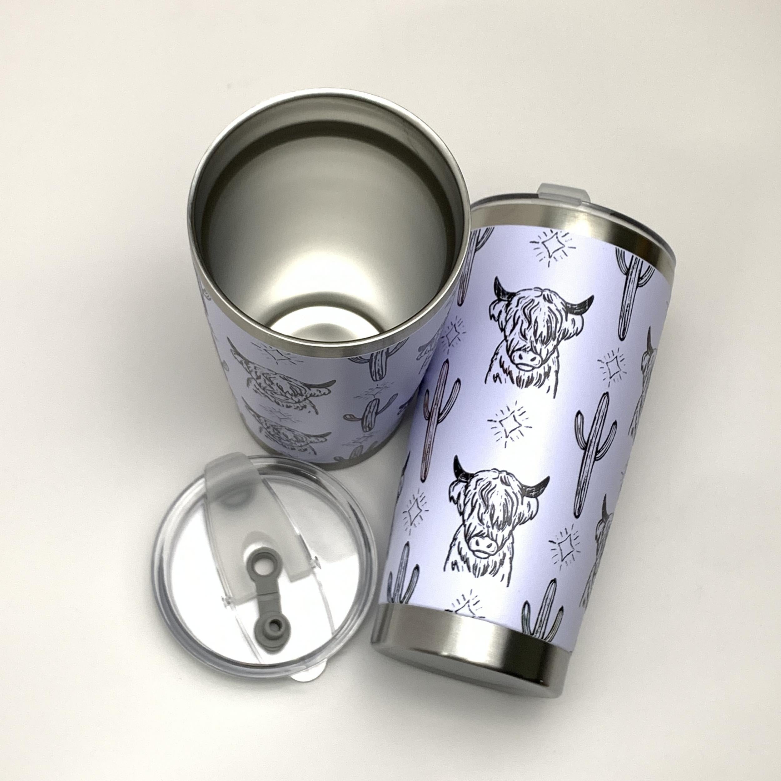 600ml Vintage Cowboy Pattern Stainless Steel Tumbler - Leakproof & Shatterproof