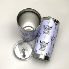 600ml Vintage Cowboy Pattern Stainless Steel Tumbler - Leakproof & Shatterproof