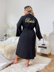 Casual Nightgown Women's Plus Letter Print Bathrobe