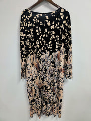 Floral & Dalmatian Print Long Sleeve Plus Size Casual Dress