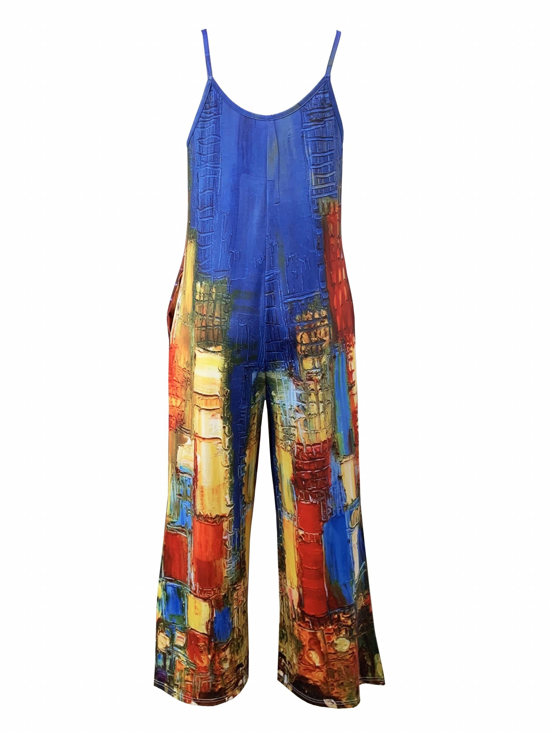 Women's Plus Allover Print Wide Leg Cami Jumpsuit