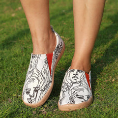 Women's Figure Printed Slip On Low Flat Canvas Shoes