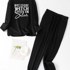 Witch Print Lounge Set Fleece Pajamas Two Piece Set