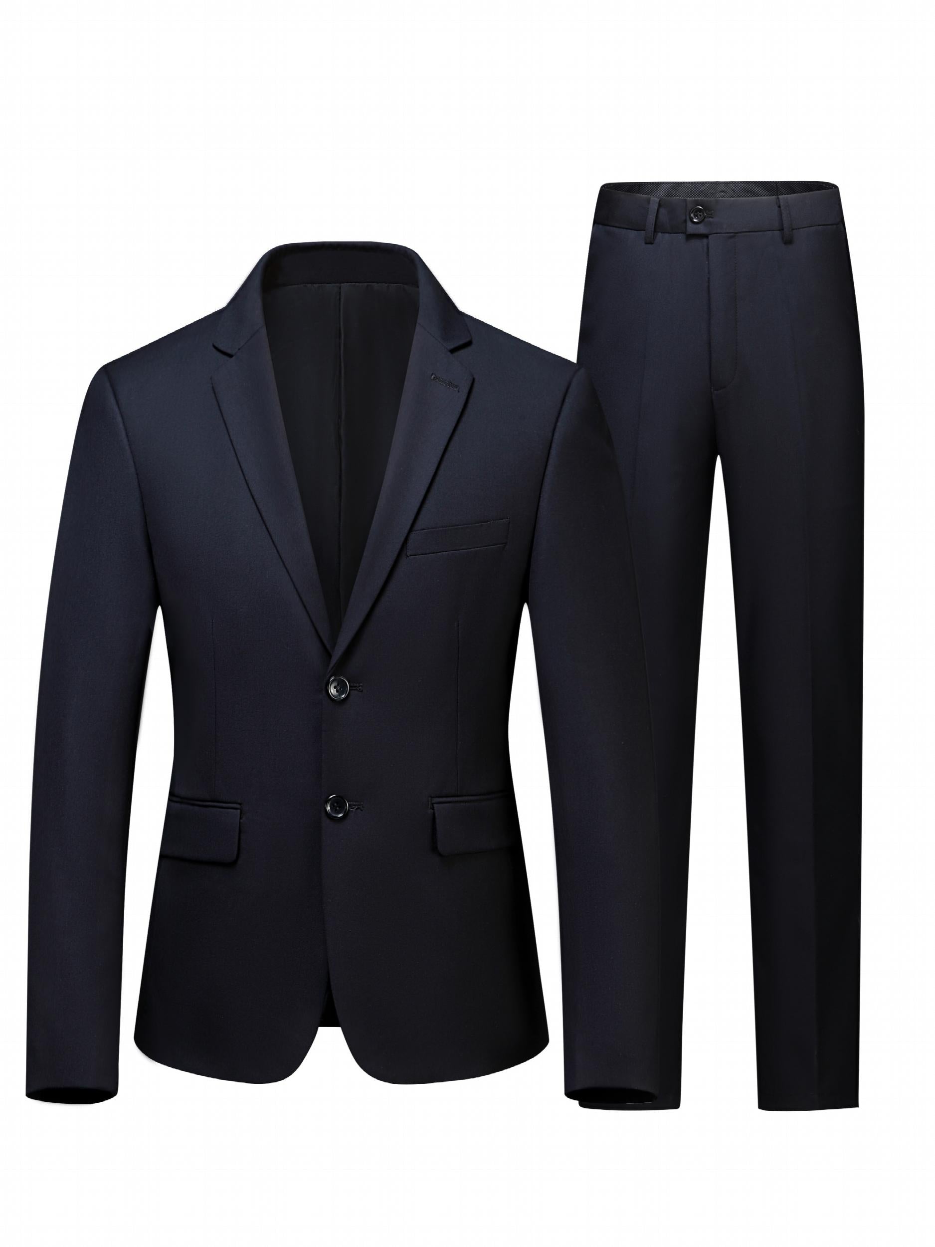 Men's 2-Piece Suit Jacket & Dress Pants Set for Business Dinner Wedding