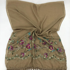 Vintage Flower Embroidery Scarf Boho Shawl Windproof Wrap