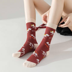 Dino Print Mid Tube Socks Women's Stockings