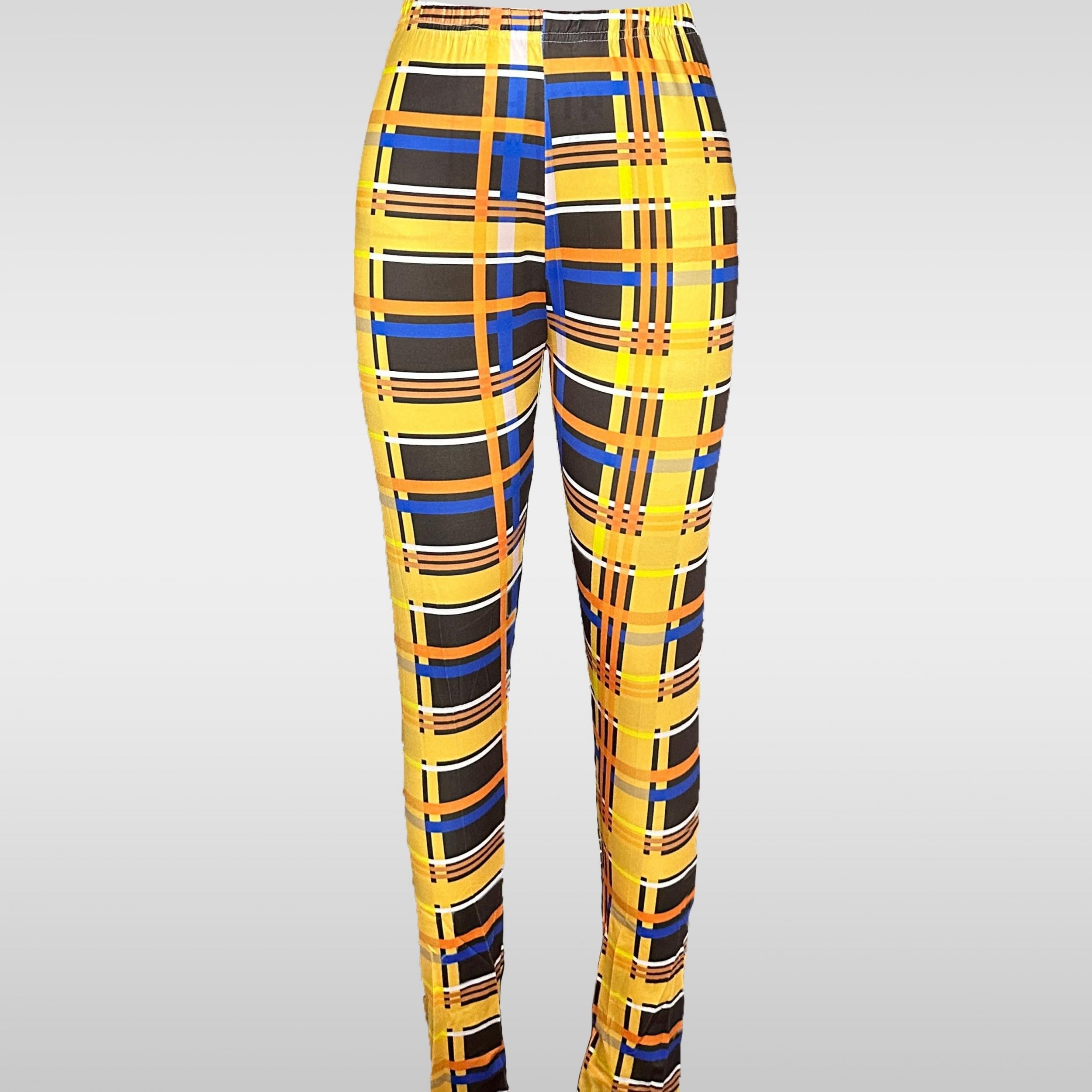 Plaid Elastic Waist Skinny Leggings Casual Every Leggings Women's Clothing