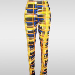 Plaid Elastic Waist Skinny Leggings Casual Every Leggings Women's Clothing