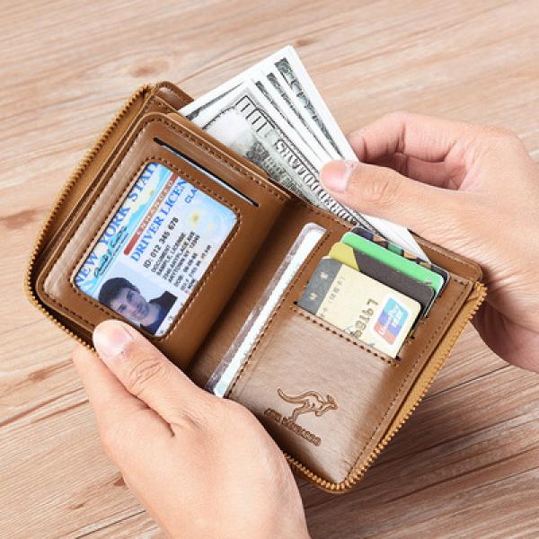 Vintage Business Kangaroo Credit Card Holder Case Anti-Theft Clutch Wallet