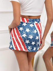 American Flag Print Skorts Casual Asymmetrical Shorts