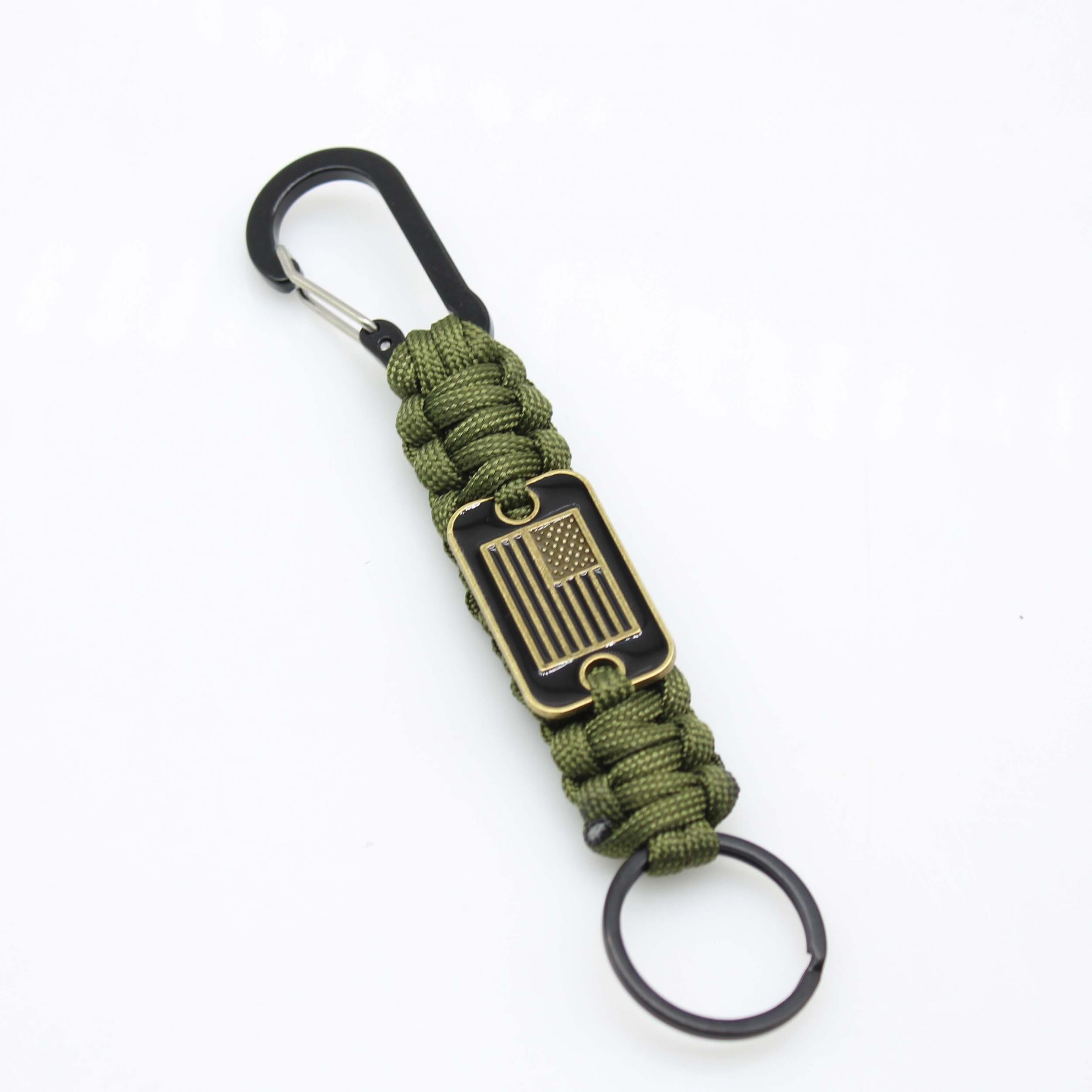 Braided Keychain Lanyard Strap with Flag - Outdoor Emergency