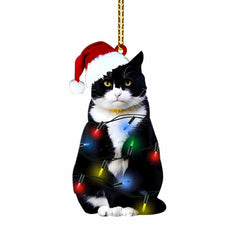 Christmas Cat Pendant Holiday Decor Cat Ornament Home Decoration