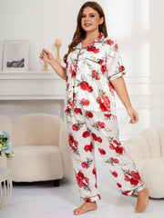 Floral Print Satin Pajama Set
