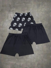 Gothic Skull Skeleton Hand Cross Print Women's Shorts 3-Pack