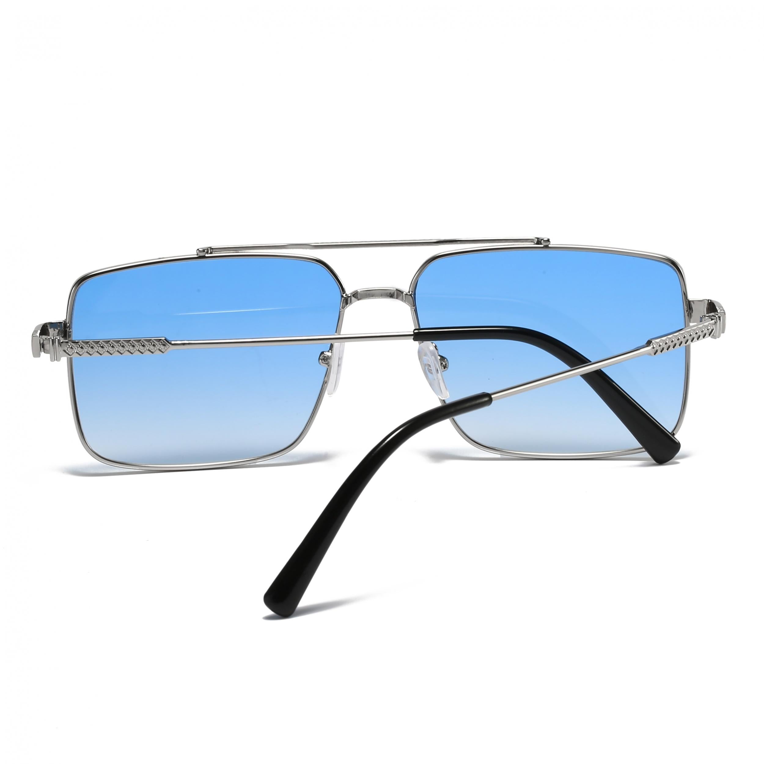 European American Men's Rectangular Sunglasses Vintage Double Bridge Glasses