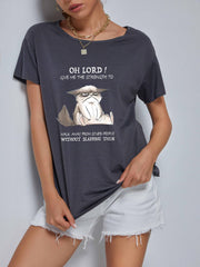 Cat Graphic Crew Neck Short Sleeve T-shirts Casual Sports Top