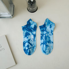 Tie Dye Letter Print Socks Women's Ankle Stockings