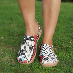 Women's Polka Dot Slip On Lightweight Shoes Round Toe Comfy Travel Shoes
