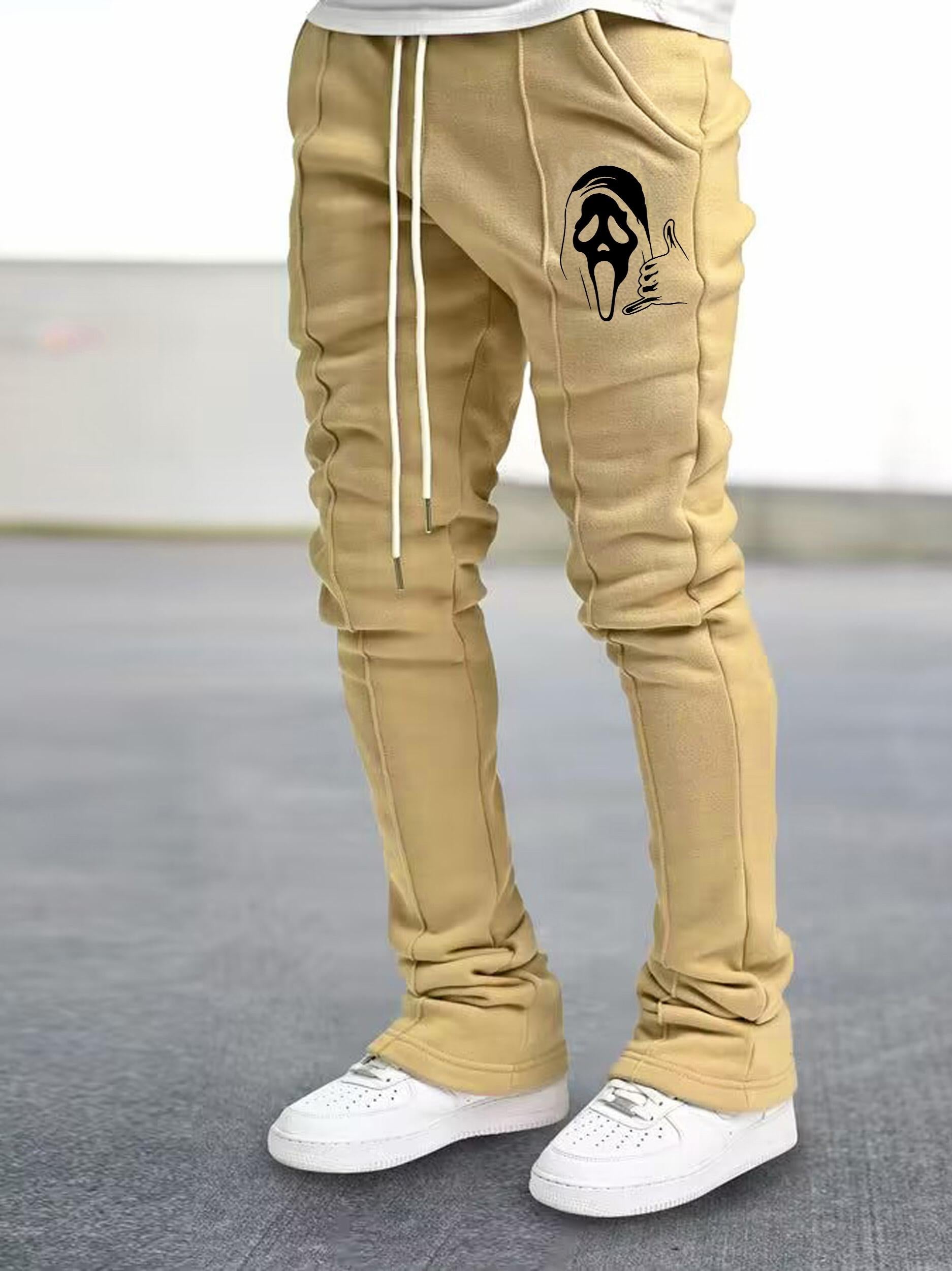Men's Casual Sweatpants Graphic Pocket Flared Pants Hip-hop Trousers
