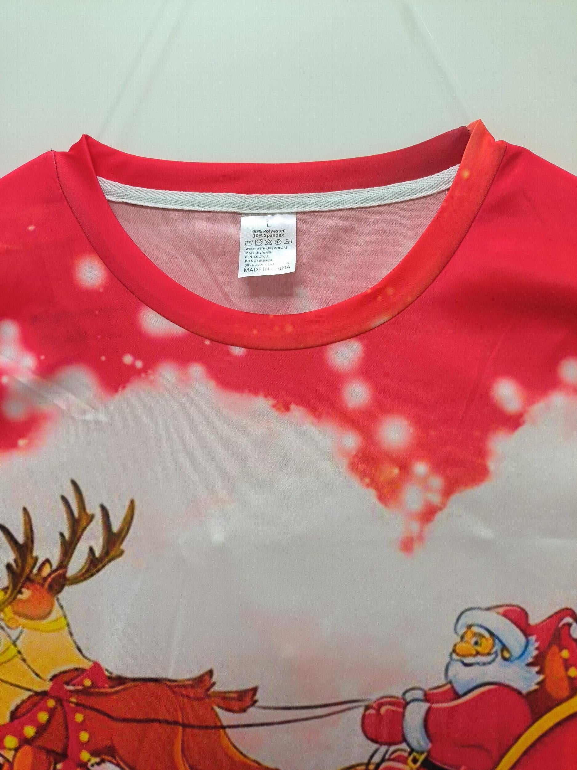 Christmas Santa Claus And Deer Print Men's Graphic T-shirt