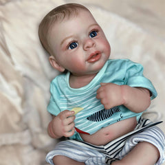 19" Detailed Baby Boy Reborn Doll Full Body Vinyl Painted Hair