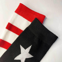Star & Striped Print Calf Socks Elastic Knee High Stockings