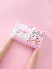 4pcs Girl's Boxer Briefs Rabbit Print Elastic Waist Shorts Cotton Soft Underwear